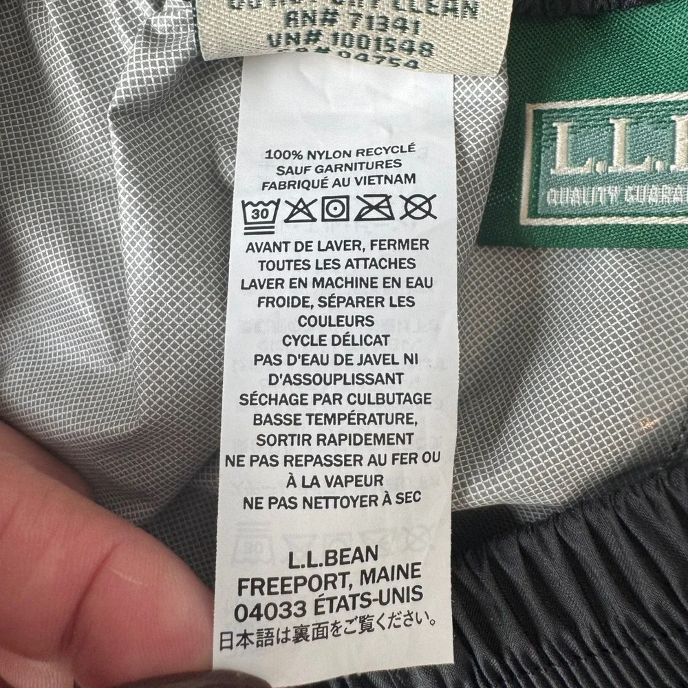 L.L.Bean Kids Trail Model Rain Pants Black Sz 16 Waterproof Nylon Hiking Outdoor
